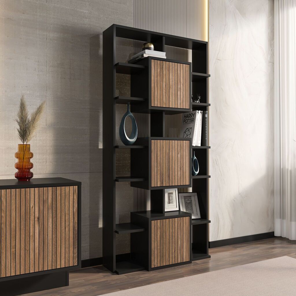 Hanah Home Bookshelf Monaco, 85x176x20 cm, Crna
