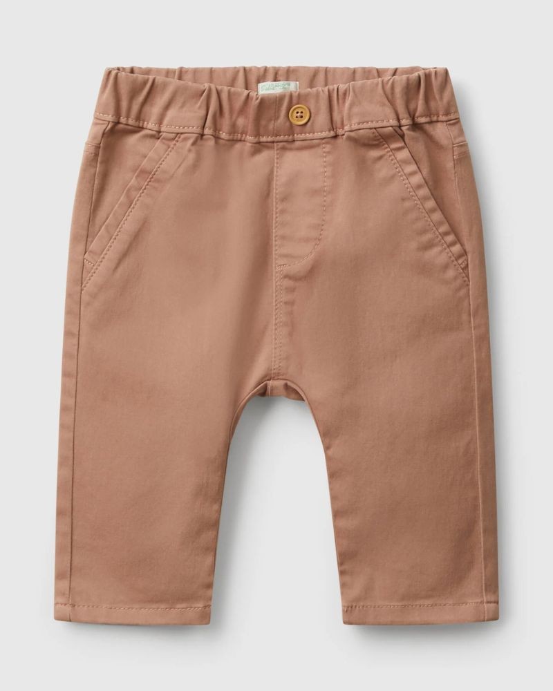 Benetton Pantalone za bebe 4AU0AF018W-104-82, Krem