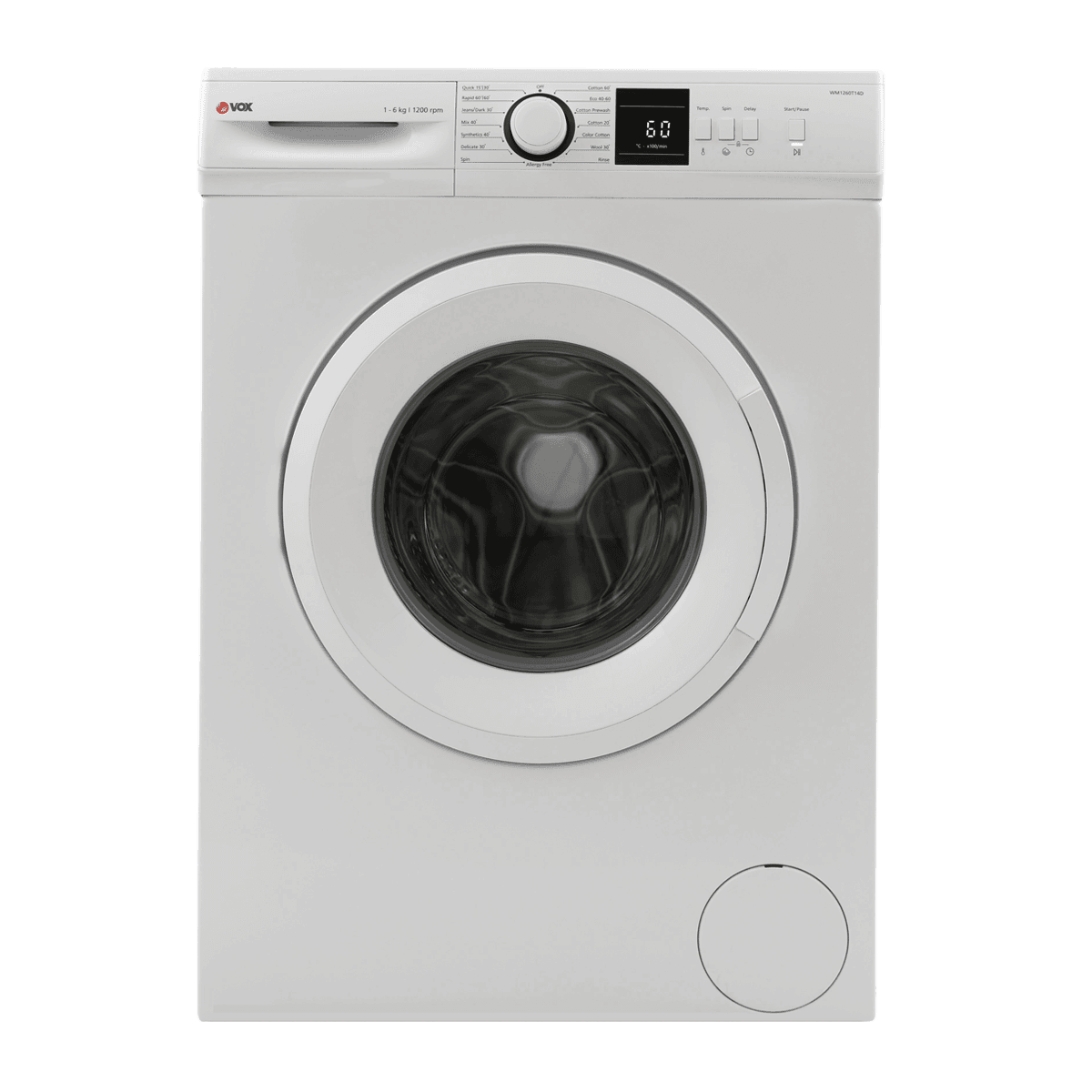 VOX WM1260-T14D Mašina za pranje veša, 6 kg, 1200 o/min, Bijela