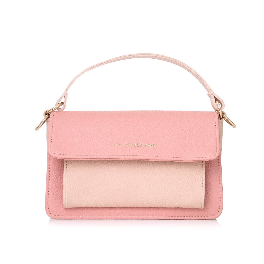 Lovely Bag Destiny - Puder/Bež Torba, Zlatni Metal