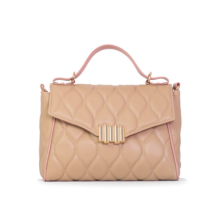 Lovely Bag City - Tamno Bež Torba, Zlatni Metal