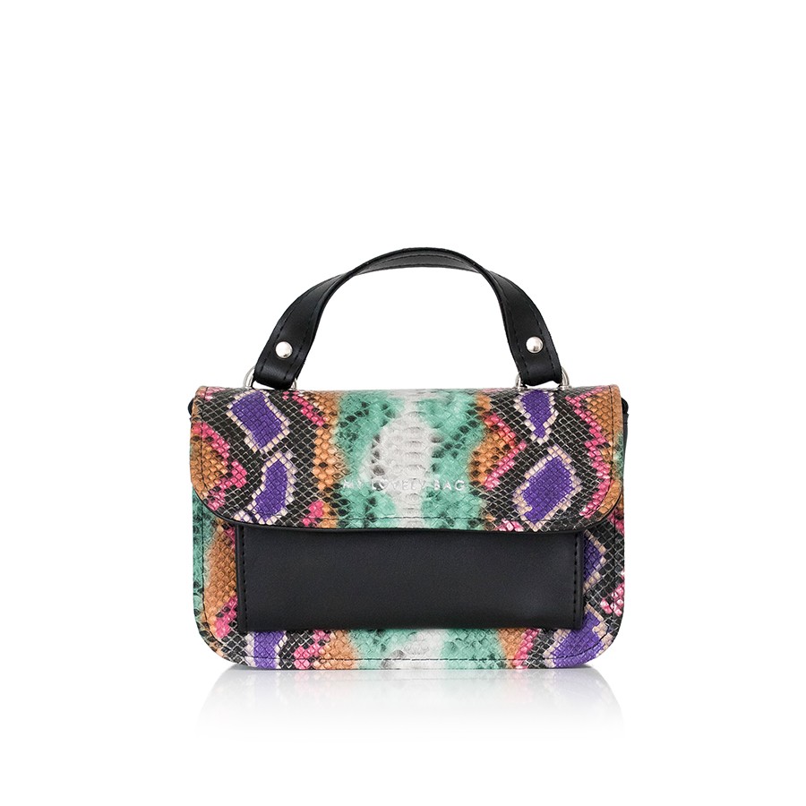 Lovely Bag Destiny Mini - Šareno/Crna Torba, Srebreni Metal