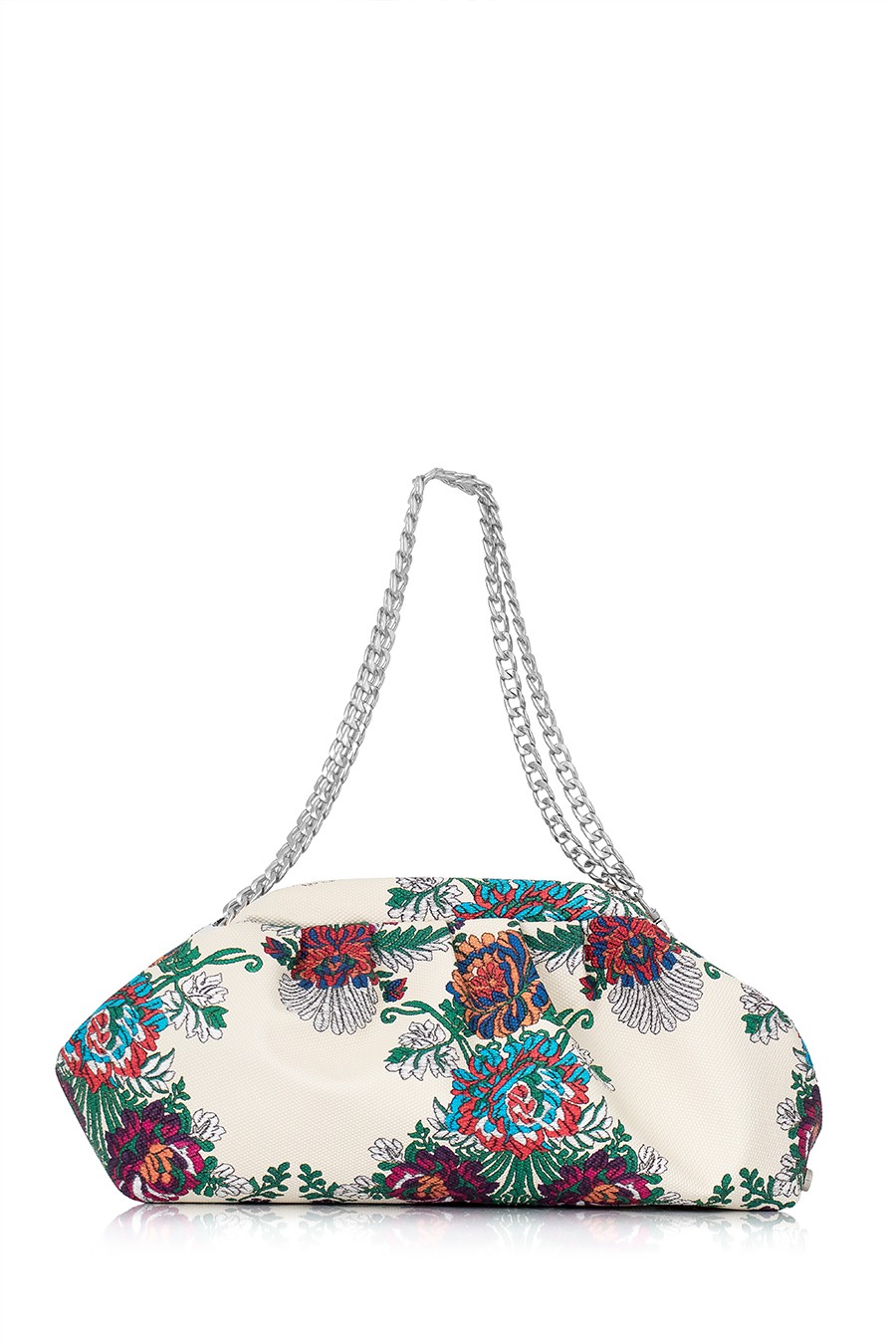 Lovely Bag Candy - Cvjetni Uzorak/Bež Torba, Srebreni Metal