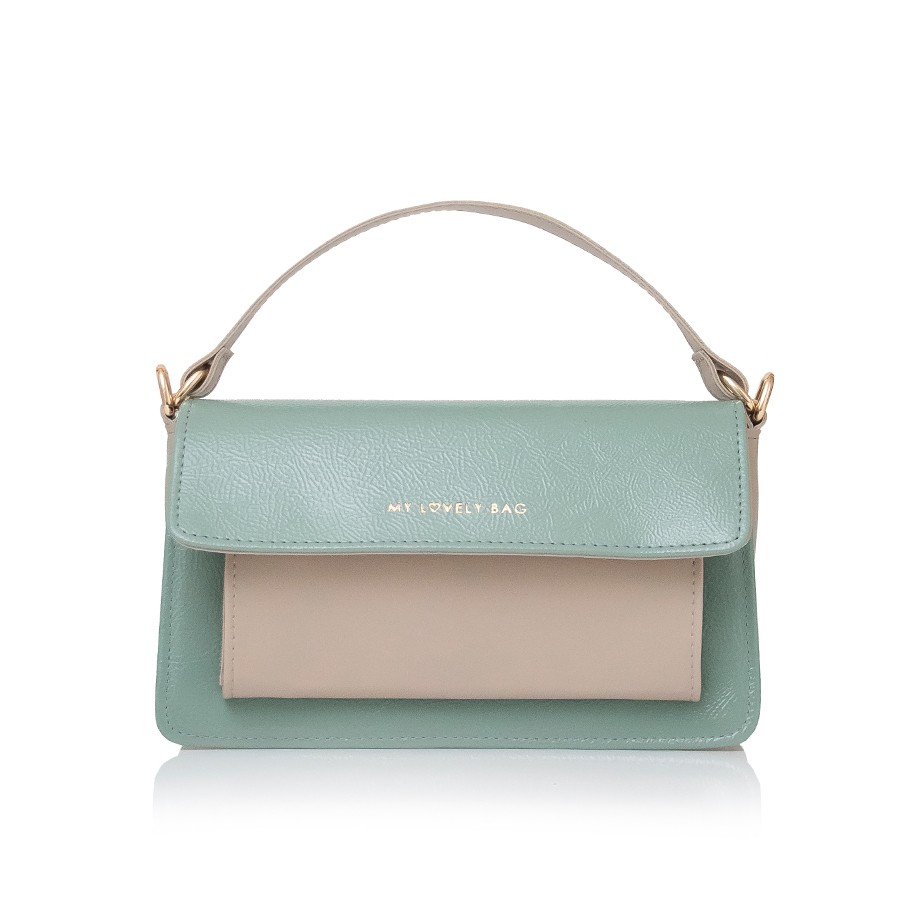Lovely Bag Destiny - Mint/Bež Torba, Zlatni Metal