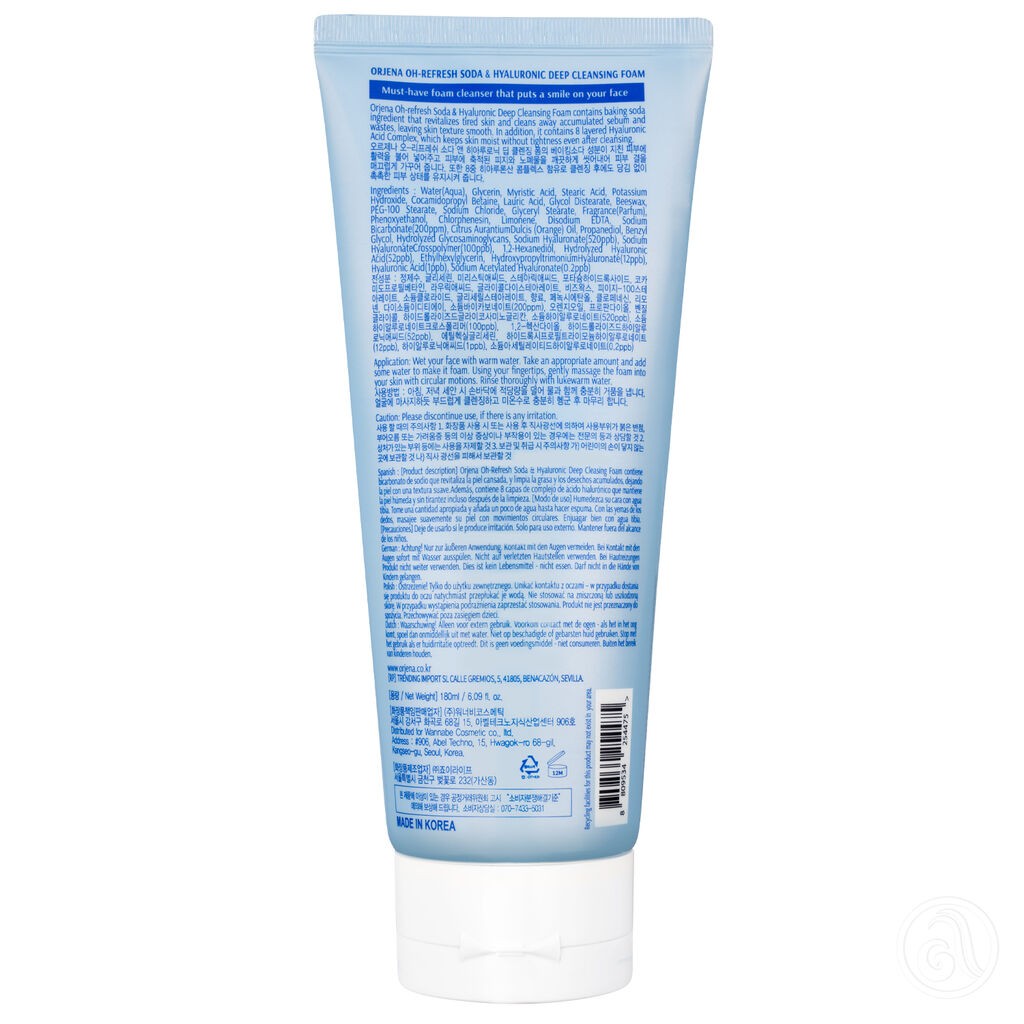 Orjena Pjena za čišćenje lica s sodom bikarbonom i hijaluronskom, 180ml