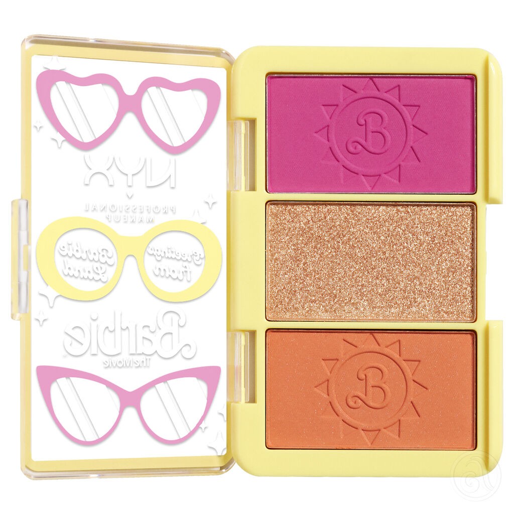 NYX Professional Makeup Mini paleta rumenila i hajlajtera Barbie BOTGCP01, 3 x 1.6 g
