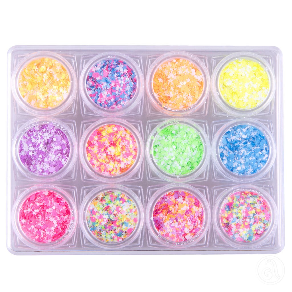 Perfect Nails Fluorescentni gliteri za nokte, 12 Komada