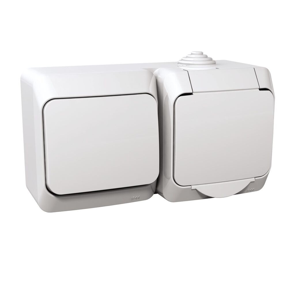 Schneider Electric OG Utičnica WDE000500, Monofazna + Jednopolni Prekidač IP44, Bijeli