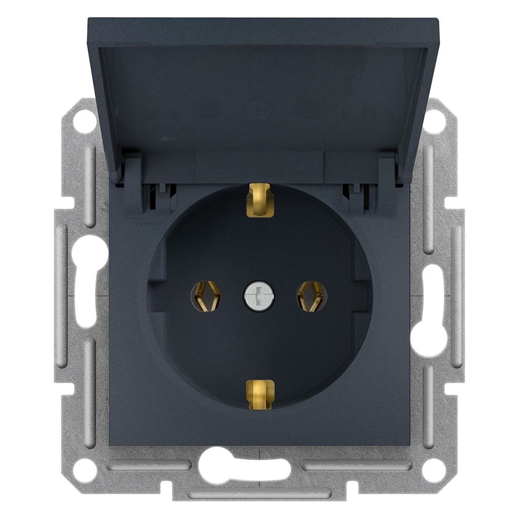 Schneider Electric Utičnica Monofazna Sa Poklopcem, EPH3100171, 16A, Bez Okvira, Crna