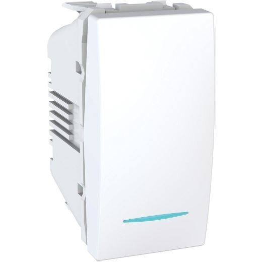 Schneider Electric Taster Prekidač Sa Lokatorskom Lampicom MGU3.106.18N, 10A 1M Modularni, Bijeli