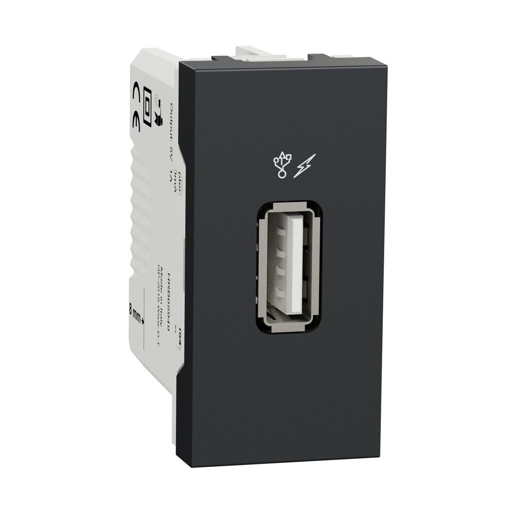 Schneider Electric USB 2.0 Utičnica NU342854, Punjač 1M, Crna