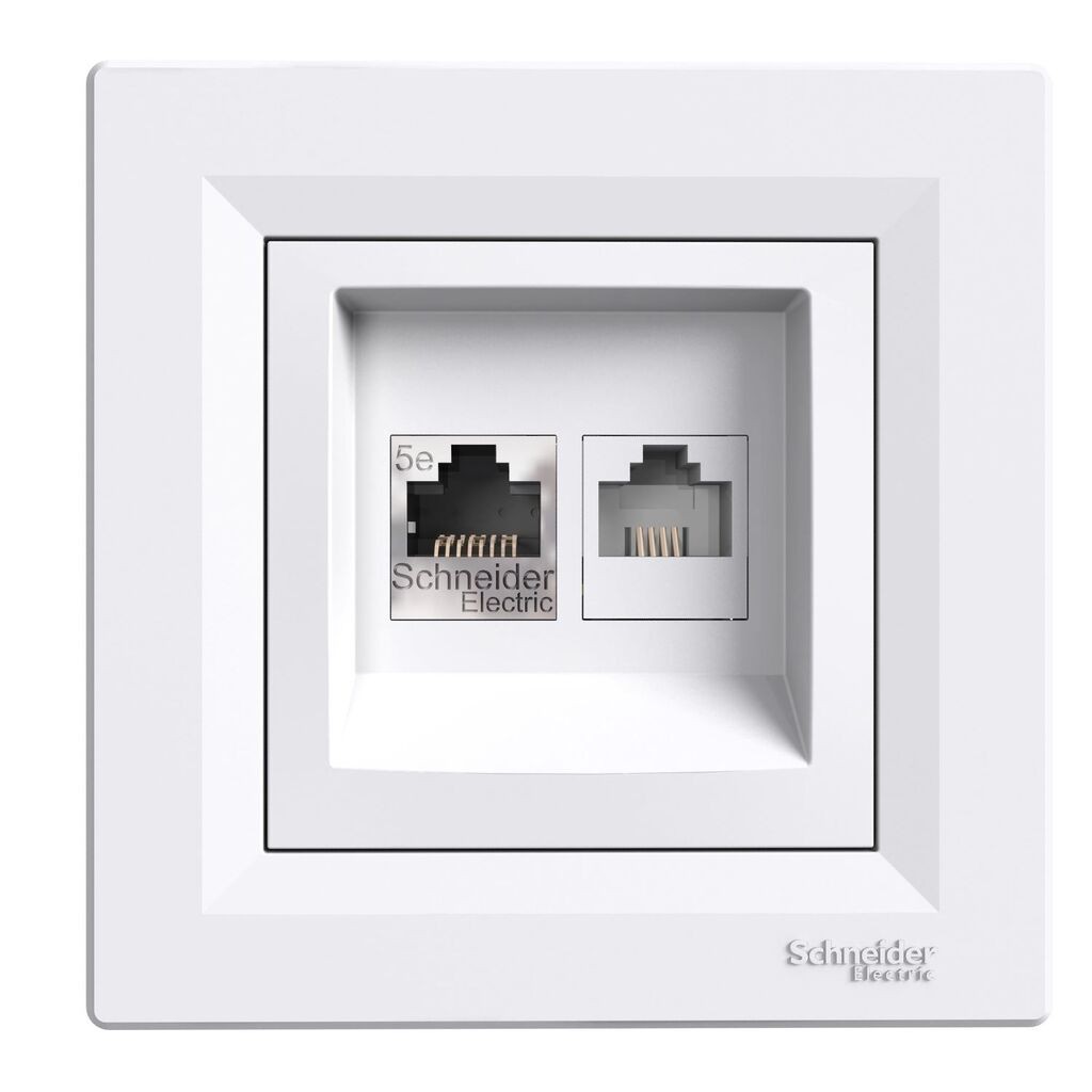 Schneider Electric Utičnica EPH4900121, Računarska RJ45 Cat5e I Telefonska RJ12, Bijela