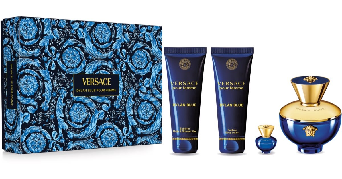 Versace Set ženski parfem losion i gel za tuširanje Dylan blue pour femme, 100+100+100+5 ml, Teget