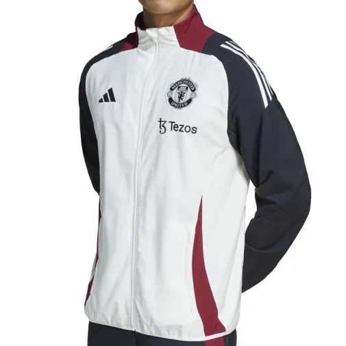 Adidas Mufc PRE JKT muška dukserica sa zatvaračem, crna i bijela