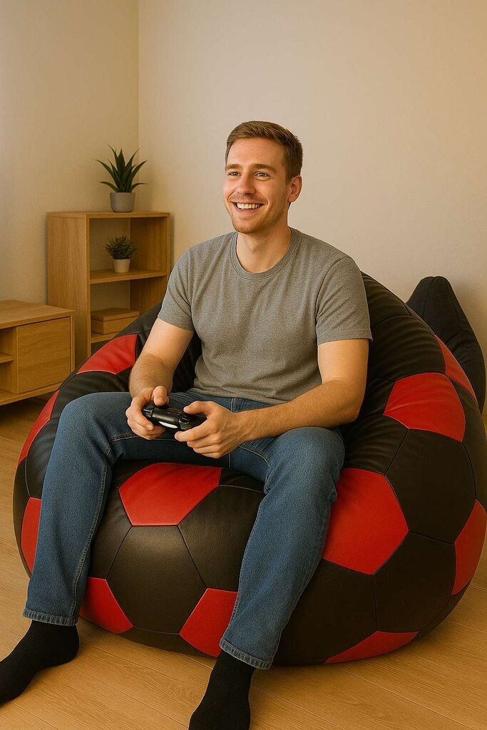 Atelier del Sofa Lazy Bag za američki fudbal, 90x35x70 cm, Crna i crvena