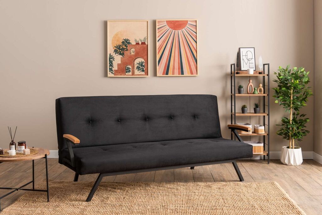 Atelier del Sofa Zven sklopiva sofa, 180x64x78cm, crna