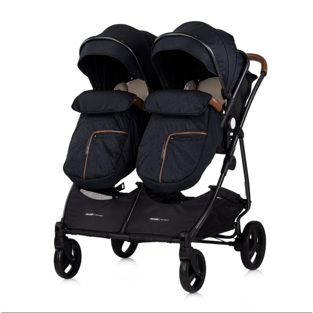 Chipolino Kolica za blizance Duo smart blackberry kbds02501bb, Tamnosiva