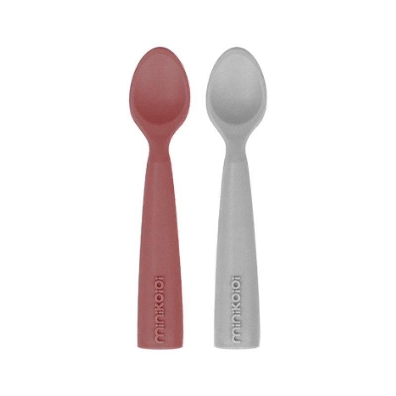 MINIKOIOI Silikonske kašikice Velvet Rose/Powder Grey,ljubičasta i siva