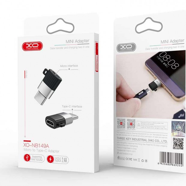 XO konektor, mikro na tip-C XO-NB149A, crni
