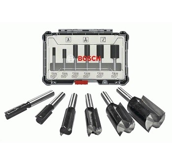 Bosch 6-dijelni set ravnih glodala, 6 mm drška 2607017465, 6-dijelni set ravnih glodala.