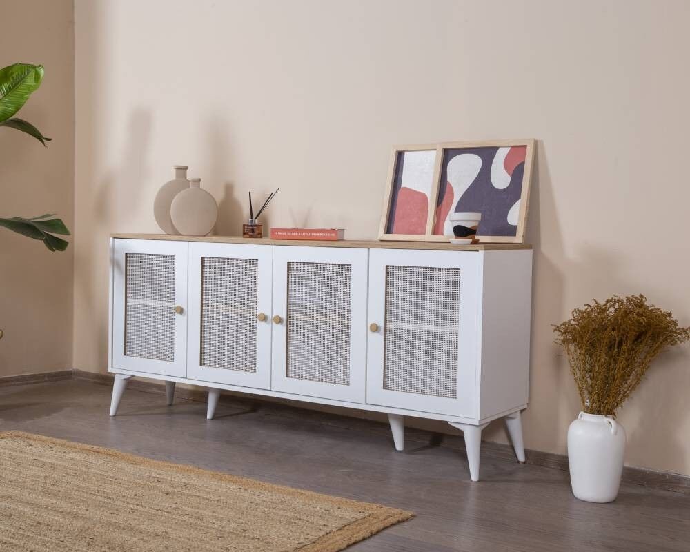 Hanah Kućna konzola Calvin, 80x180x41 cm, Bijeli hrast