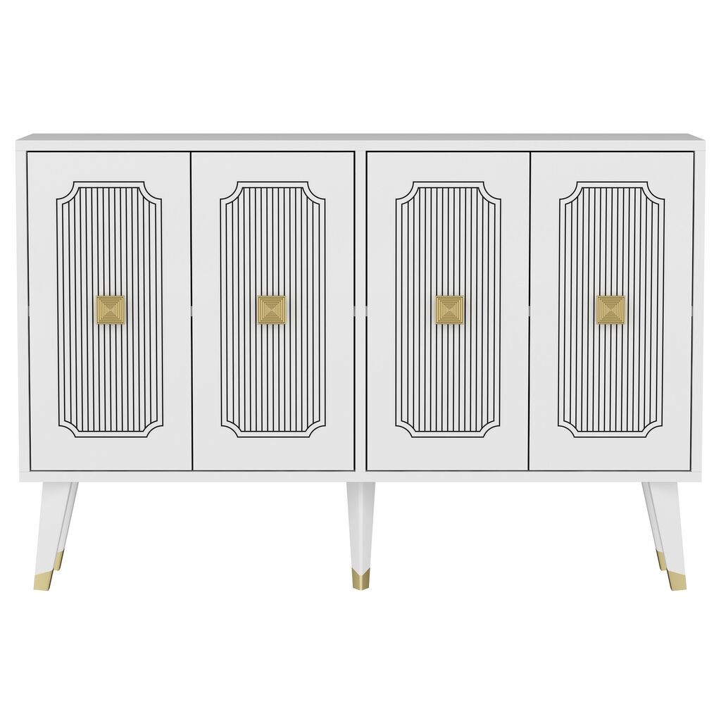 Hanah Kućna konzola Derasi, 120x80x30 cm, Bijelo-zlatna boja