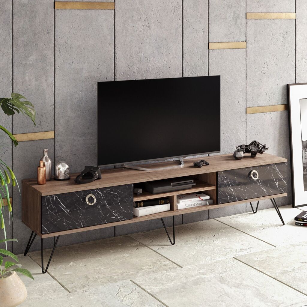 Hanah Home TV komoda Lorenz, 180x45,6x35,2 cm, smeđe-crna