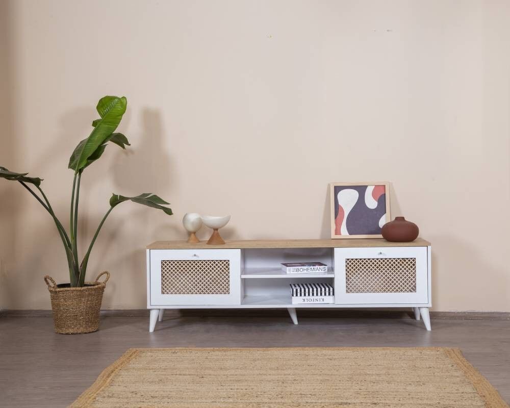 Hanah Home TV komoda Goose, 55x180x41 cm, Bijeli hrast