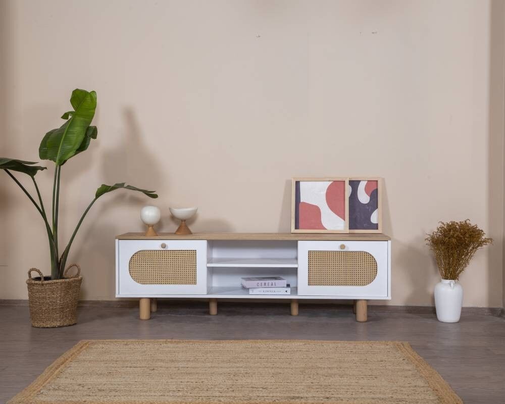 Hanah Kućna TV komoda Bohem, 55x180x41 cm, Bijeli hrast