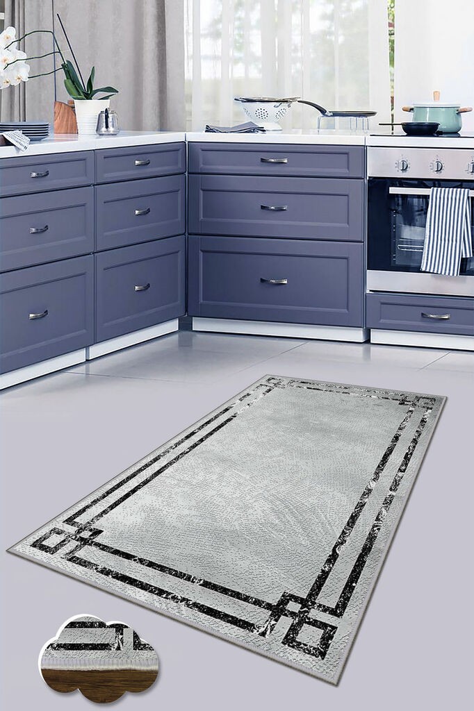 Conceptum Hypnose Tepih Wookece252, 100x300 cm, Sivo-crni