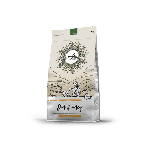 Craftia Harmona Hrana za sterilisine odrasle mačke, pačetina i puretina 1,4 kg