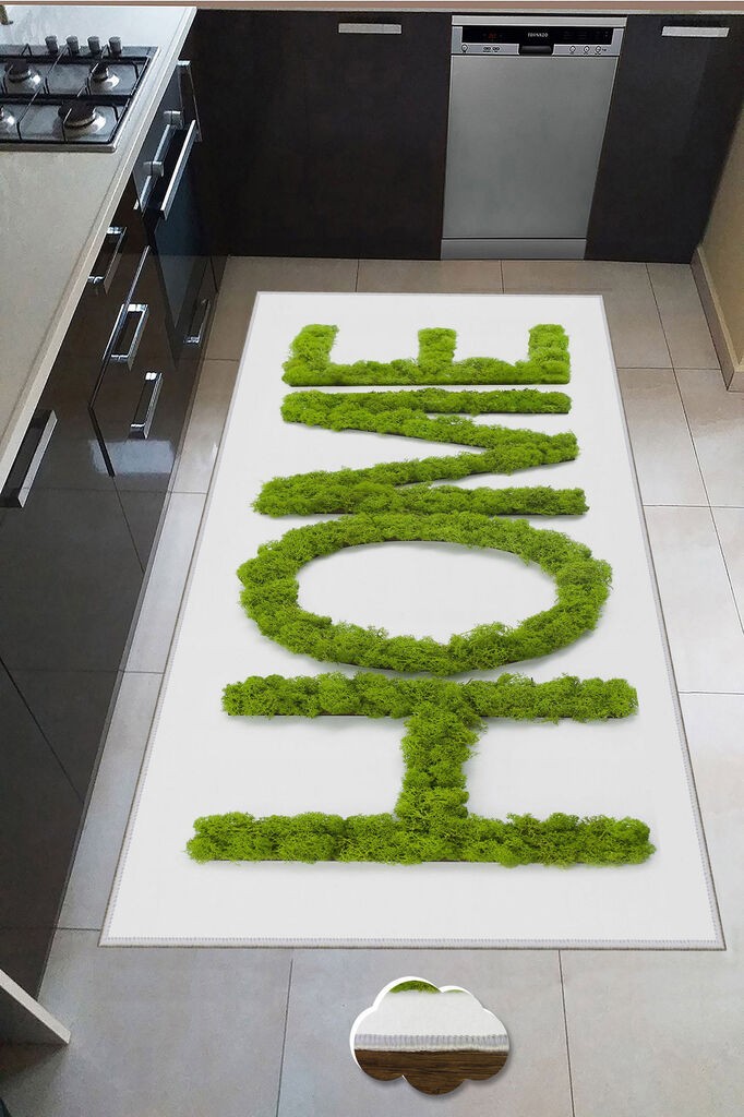 Conceptum Hypnose Tepih Wookece228, 100x300 cm, Zeleno-bijeli