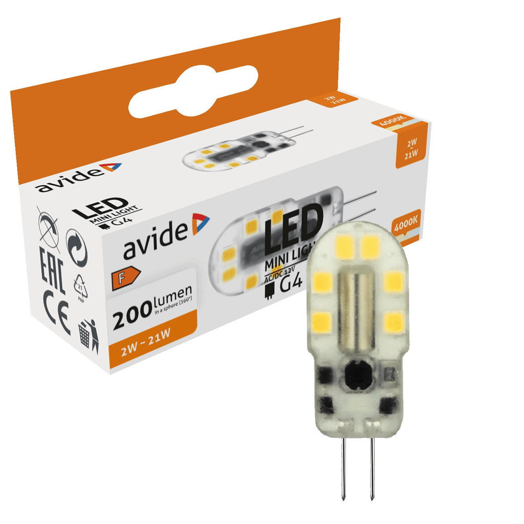 Avide mini LED sijalica, G4, 2W, 4000K, 12V DC, Bijela svjetlost