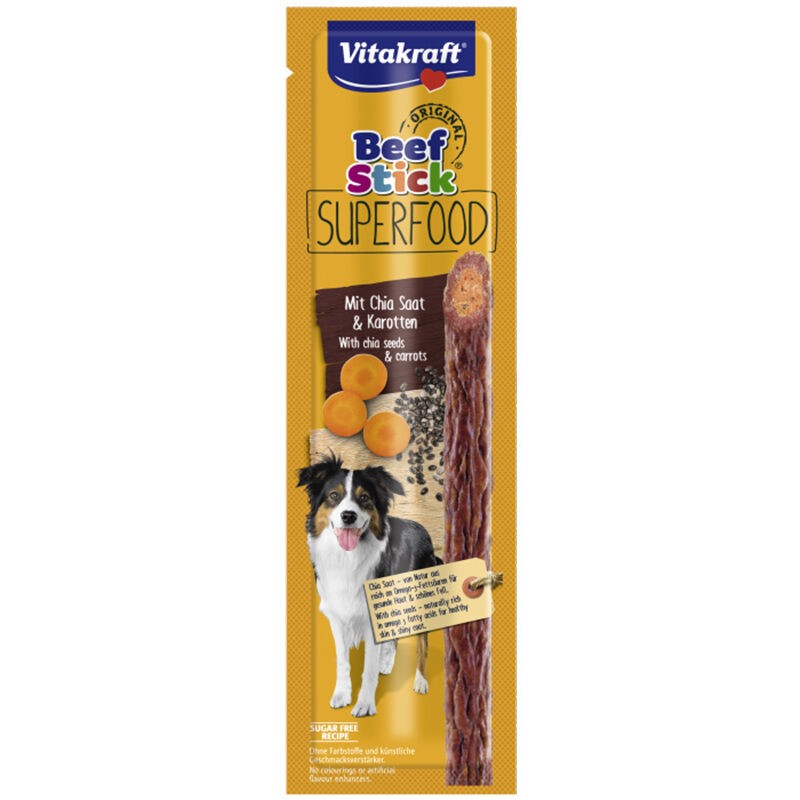 Vitakraft Poslastica za pse, Beef Stick Superfood, Šargarepa i Čia, 25 g