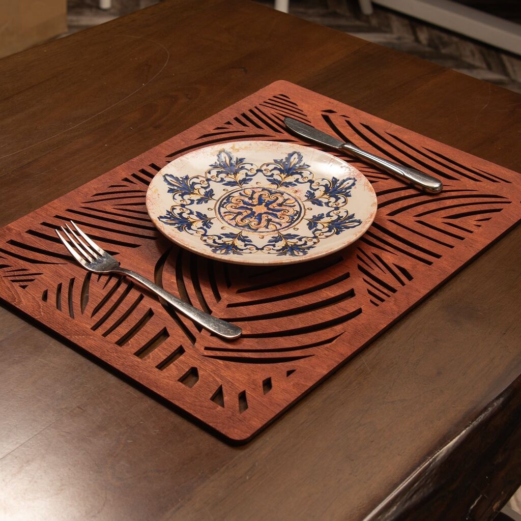 Hermia Set podmetača za sto, Plane, Drveni, 4 dijela, Kesten