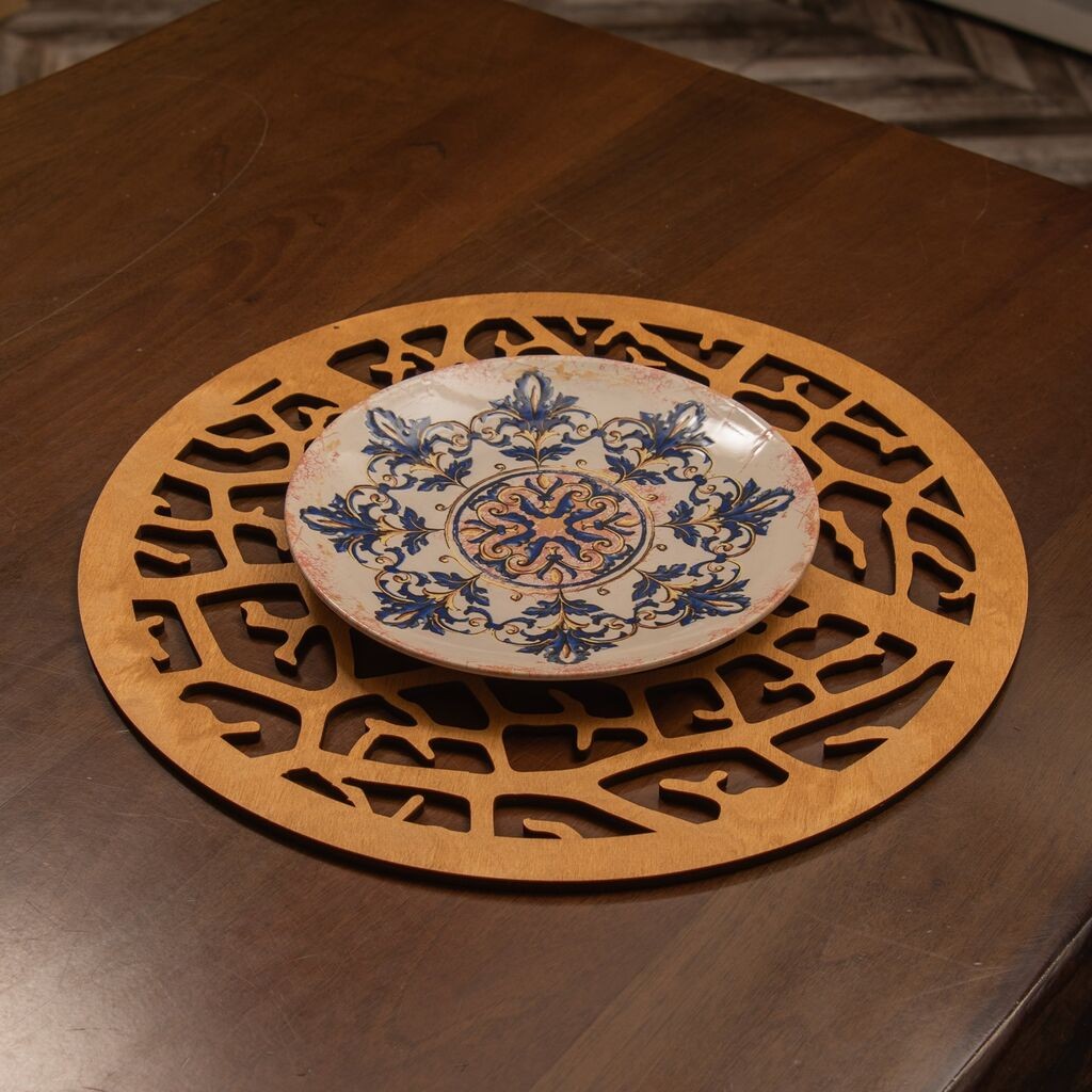 Hermia set podmetača, koraljni, drveni, 4 dijela, oker