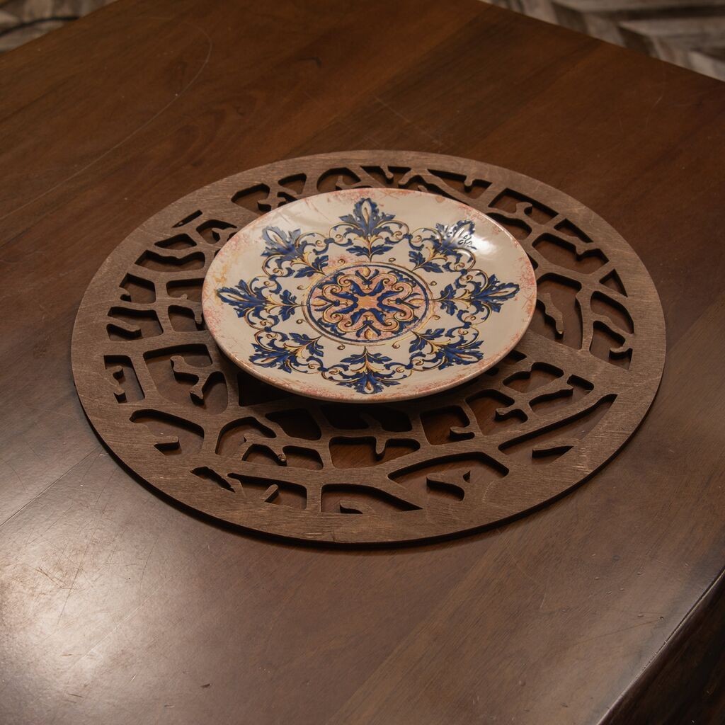 Hermia set podmetača, koraljni, drveni, 4 dijela, smeđi