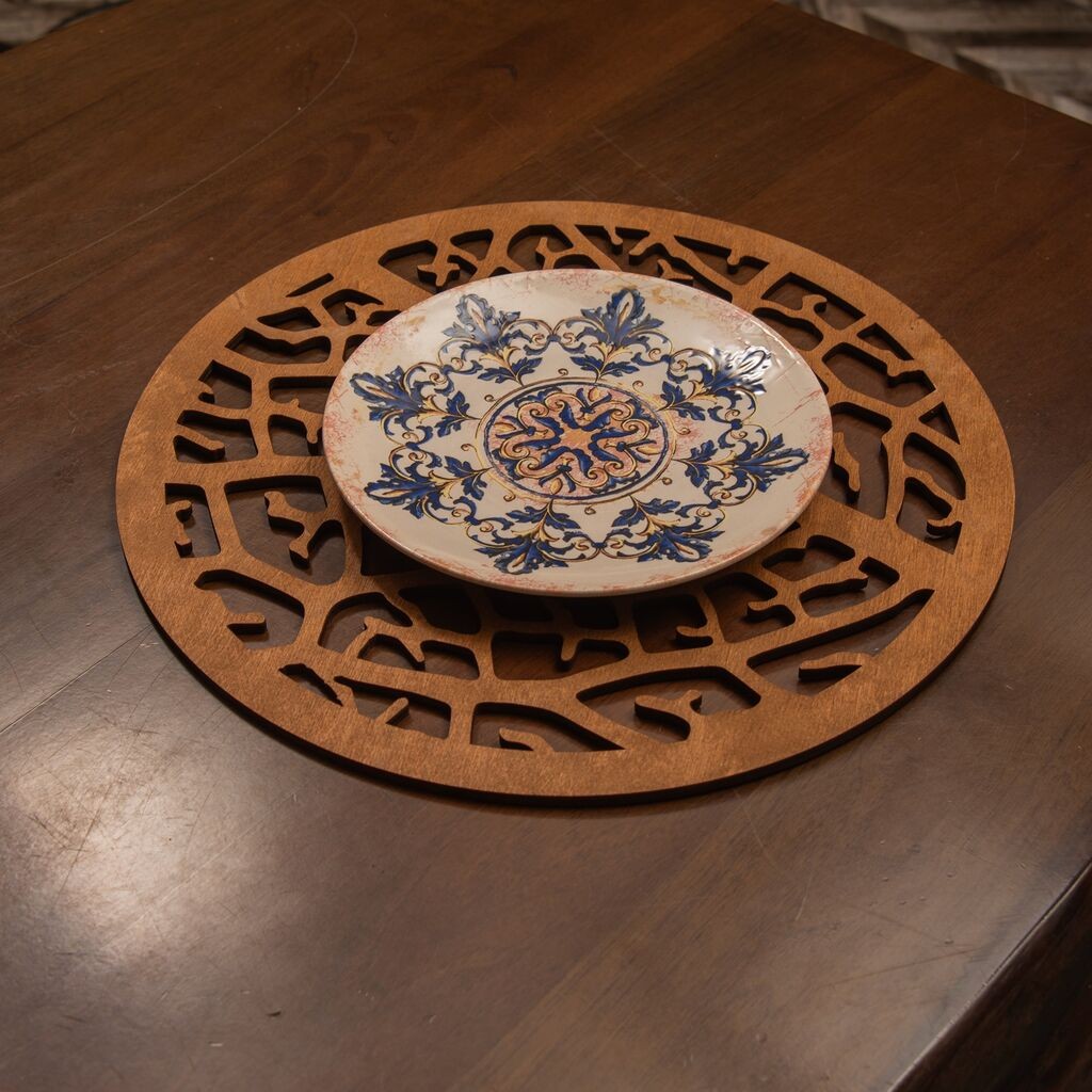 Hermia set podmetača, koraljni, drveni, 4 dijela, smeđi