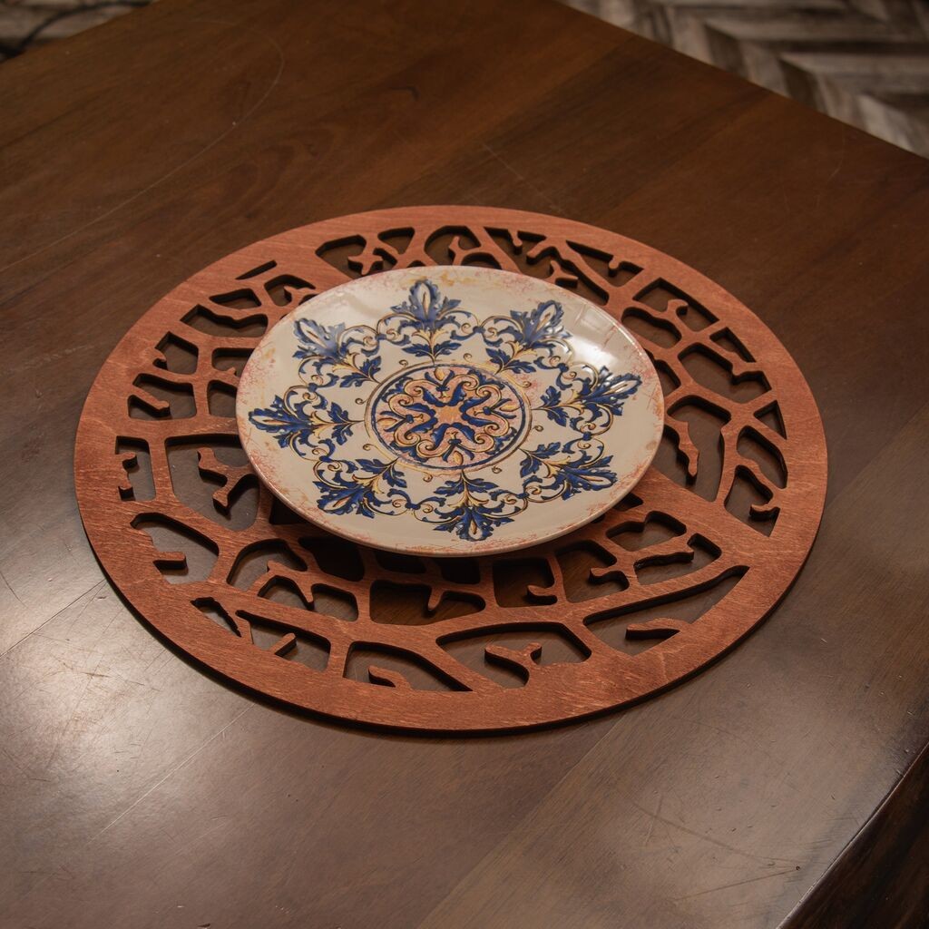 Hermia set podmetača za čaše, koraljni, drveni, 4 dijela, kesten