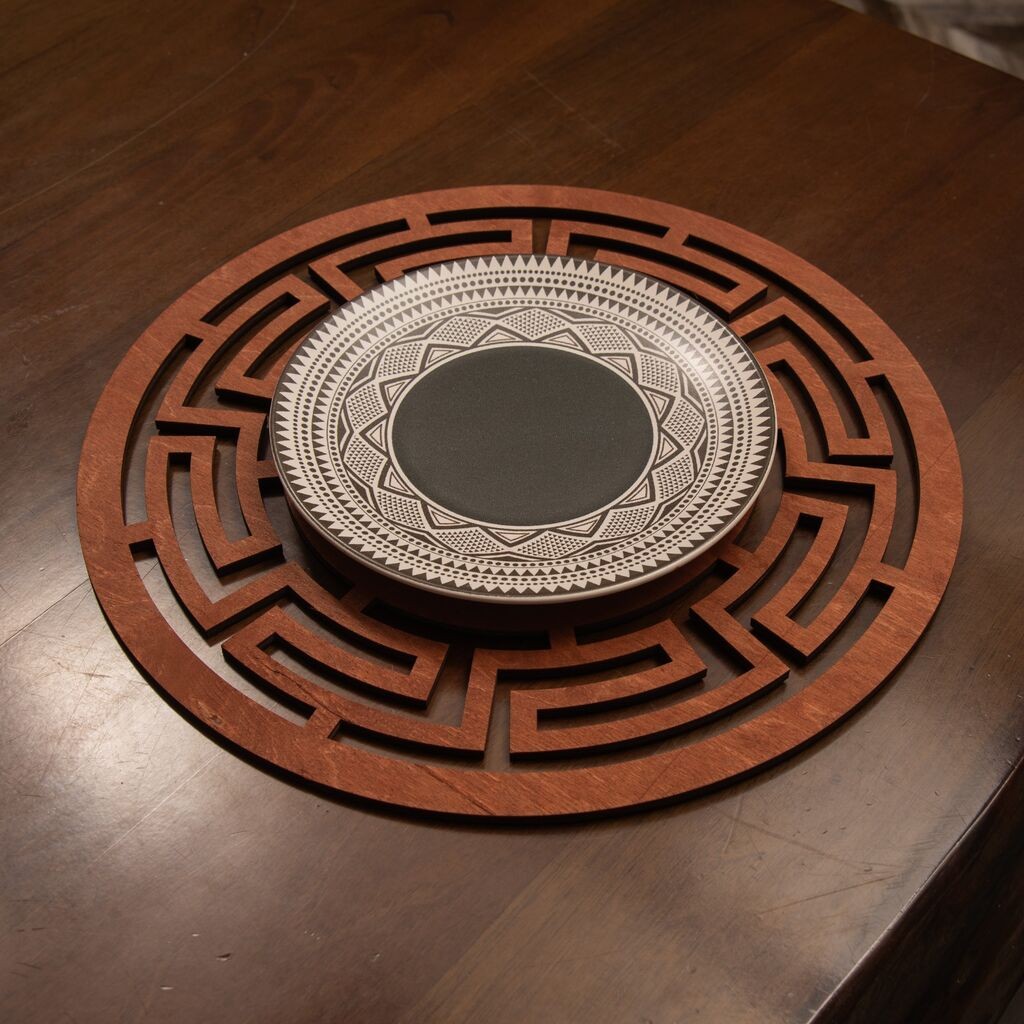 Hermia Labyrinth set podmetača, 36x36cm, drveni, 6 dijelova, kesten