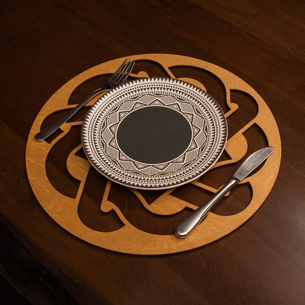 Hermia Don set podmetača za čaše, drveni, 4 dijela, oker