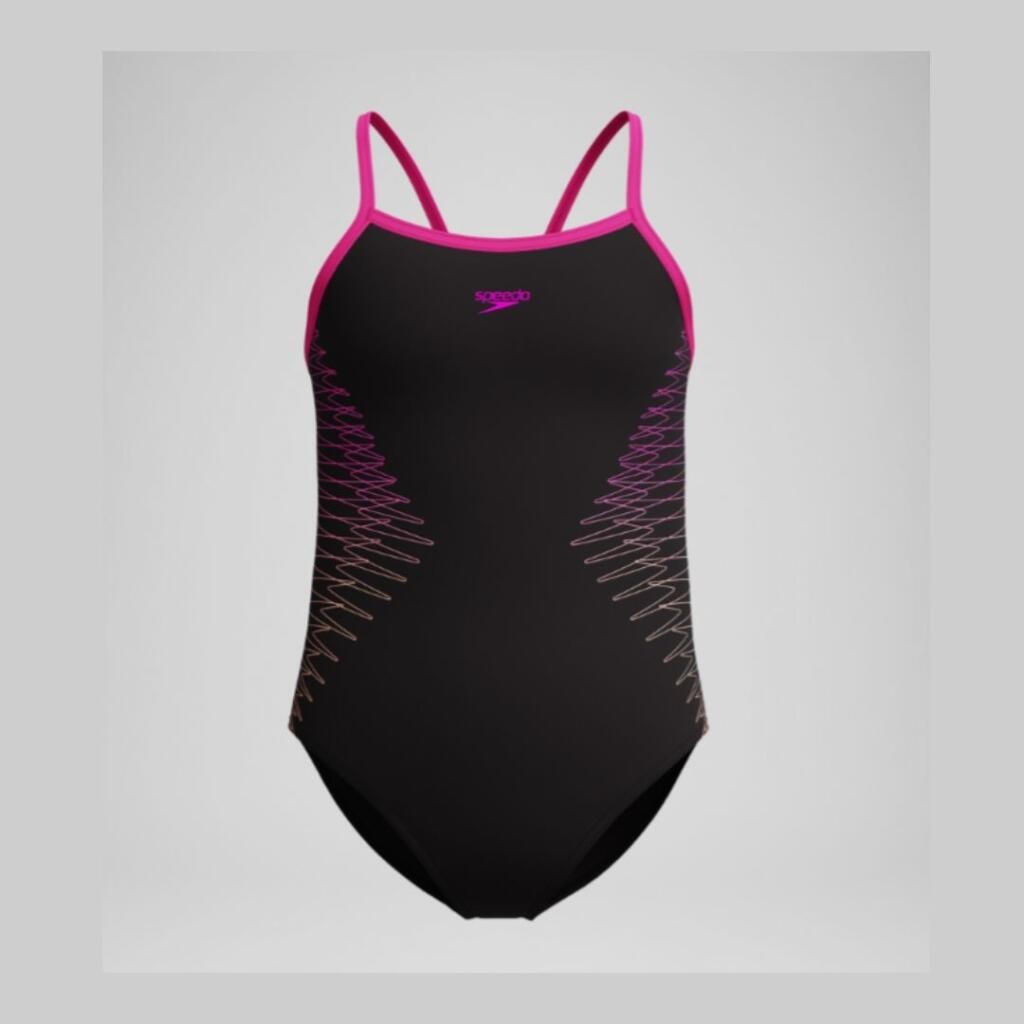 Speedo Kupaće gaće za djevojčice Plmt Pt Tstrp Msclbck 1Pc, Crne