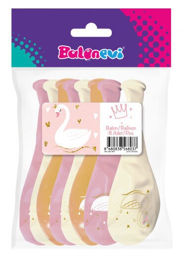 Set balona Swan, 30 cm, 8 komada