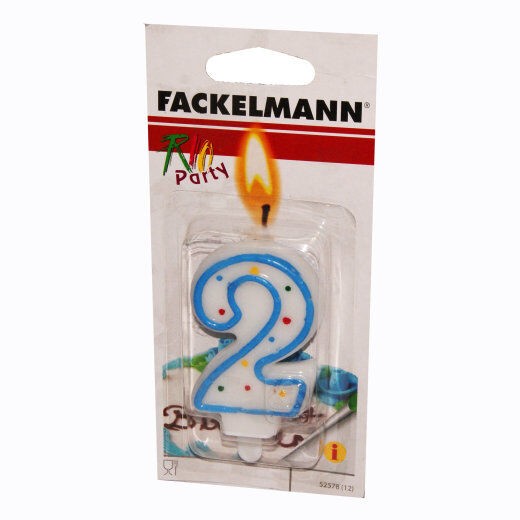 Fackelmann Rođendanska svijećica, Broj 2, Bijelo-plava