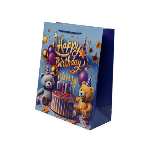 Ukrasna kesa Happy Birthday!, 26x12x32cm, 210gr., Plava