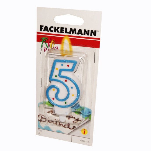 Fackelmann Rođendanska svijećica, Broj 5, Bijelo-plava