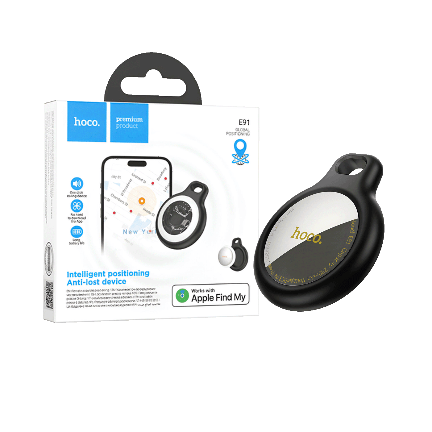 HOCO. Inteligentni lokator uređaja E91 Tiger, GPS, Crni