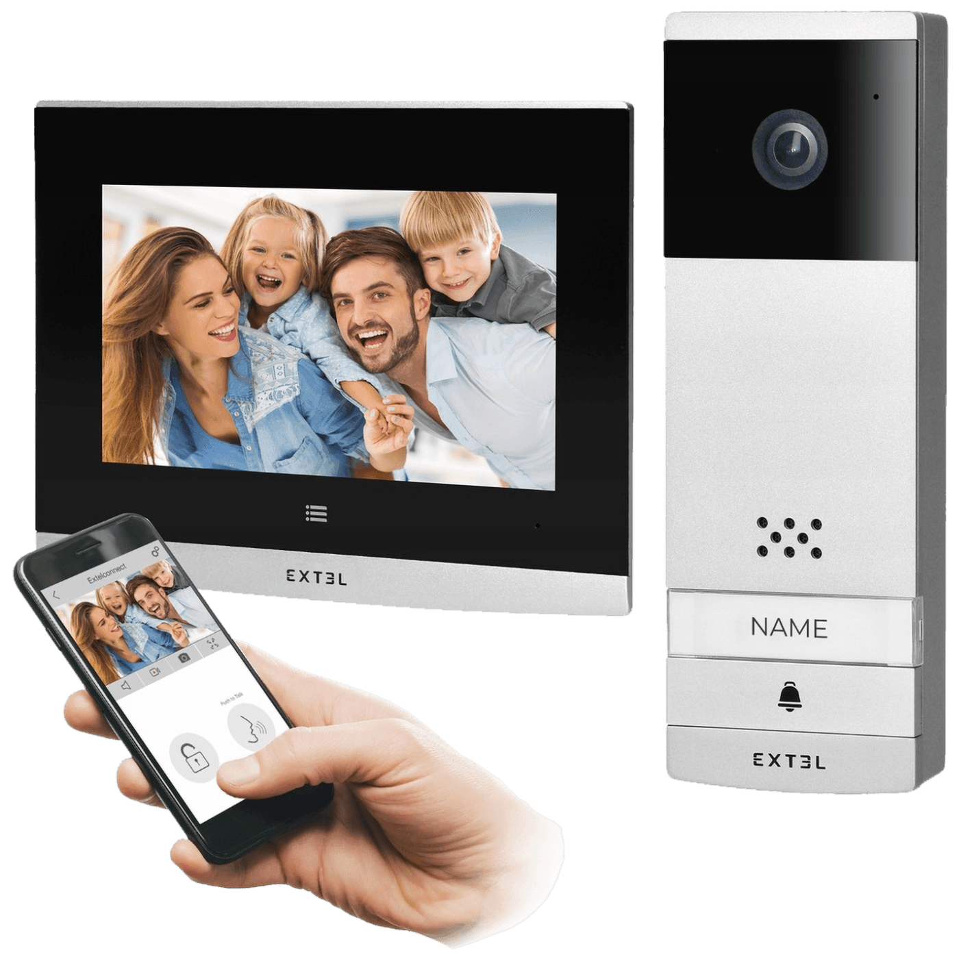 EXTEL Video interfon 7", bežični set,  WiFi, Bijeli