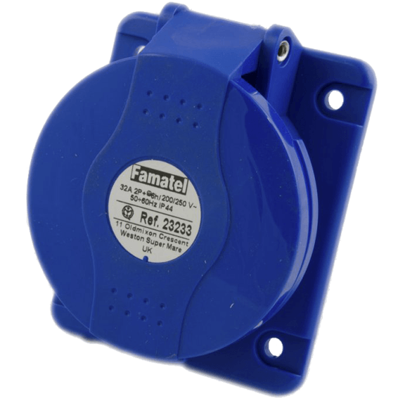 FAMATEL Zidna utičnica 23233, 10 stepeni, 32A/220/240, 3 Polna, Plava