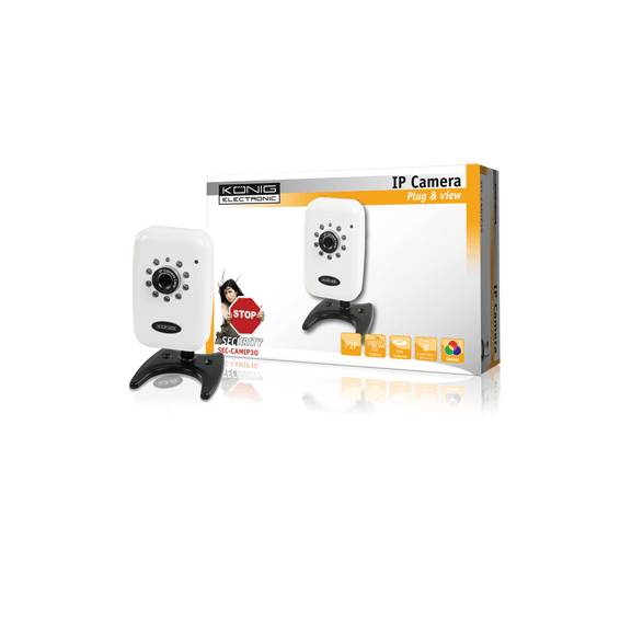 KONIG IP Unutrašnja Sigurnosna Kamera SEC-CAMIP30, 1/4" VGA, 640x480/320x240, 30fps, Bijela